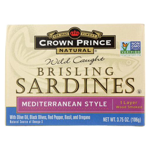 Crown Prince Brisling Sardines - Mediterranean Style - Case Of 12 - 3.75 Oz.