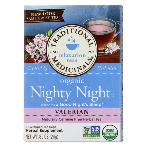 Traditional Medicinals Organic Herbal Tea - Nighty Night, Valerian - Case Of 6 - 16 Bags
