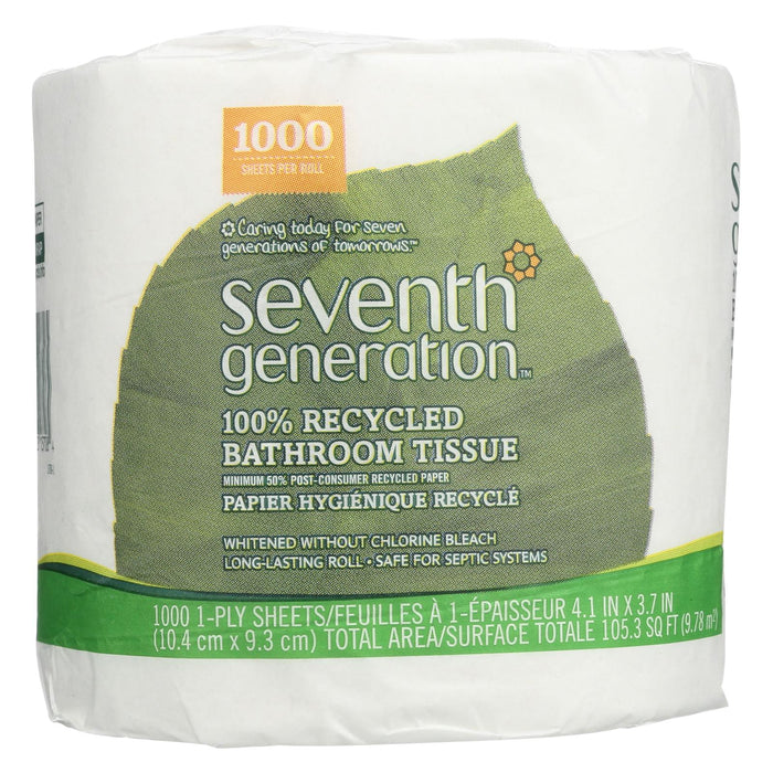 Seventh Generation Bathroom Tissue - 1 Ply 1000 Sheet Roll - Case Of 60