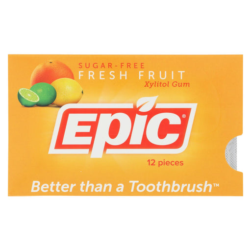Epic Dental Gum - Xylitol - Fresh Fruit - 12 Count - 1 Case