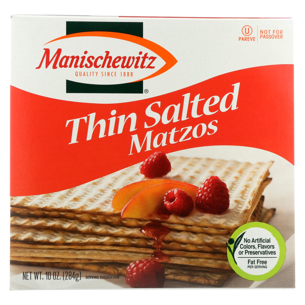Manischewitz Thin Matzo Cracker - Salted - Case Of 12 - 10 Oz.