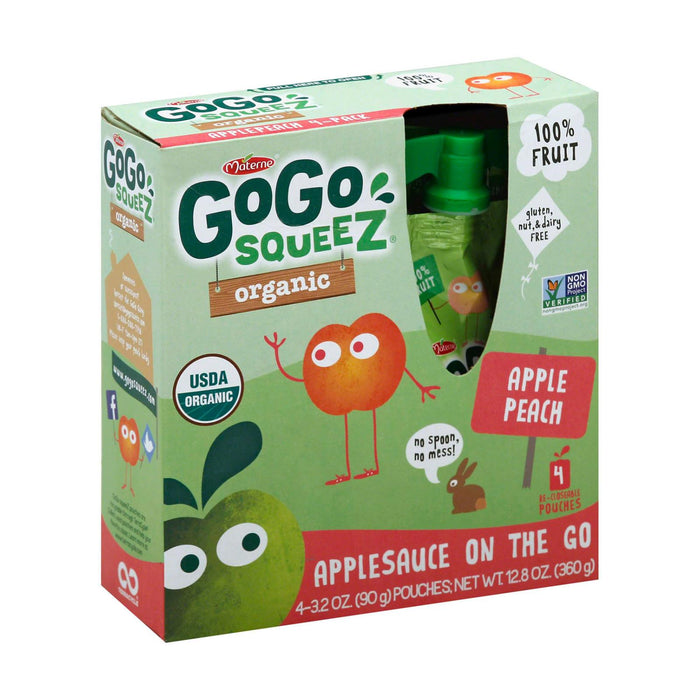 Gogo Squeeze Applesauce - Apple Peach - Case Of 12 - 3.2 Oz.