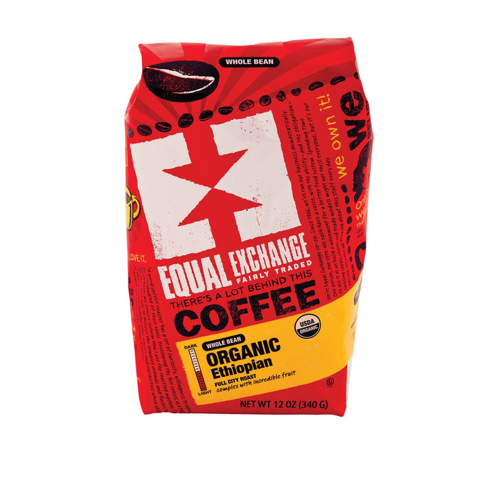 Equal Exchange Organic Whole Bean Coffee - Ethiopian - Case Of 6 - 12 Oz.