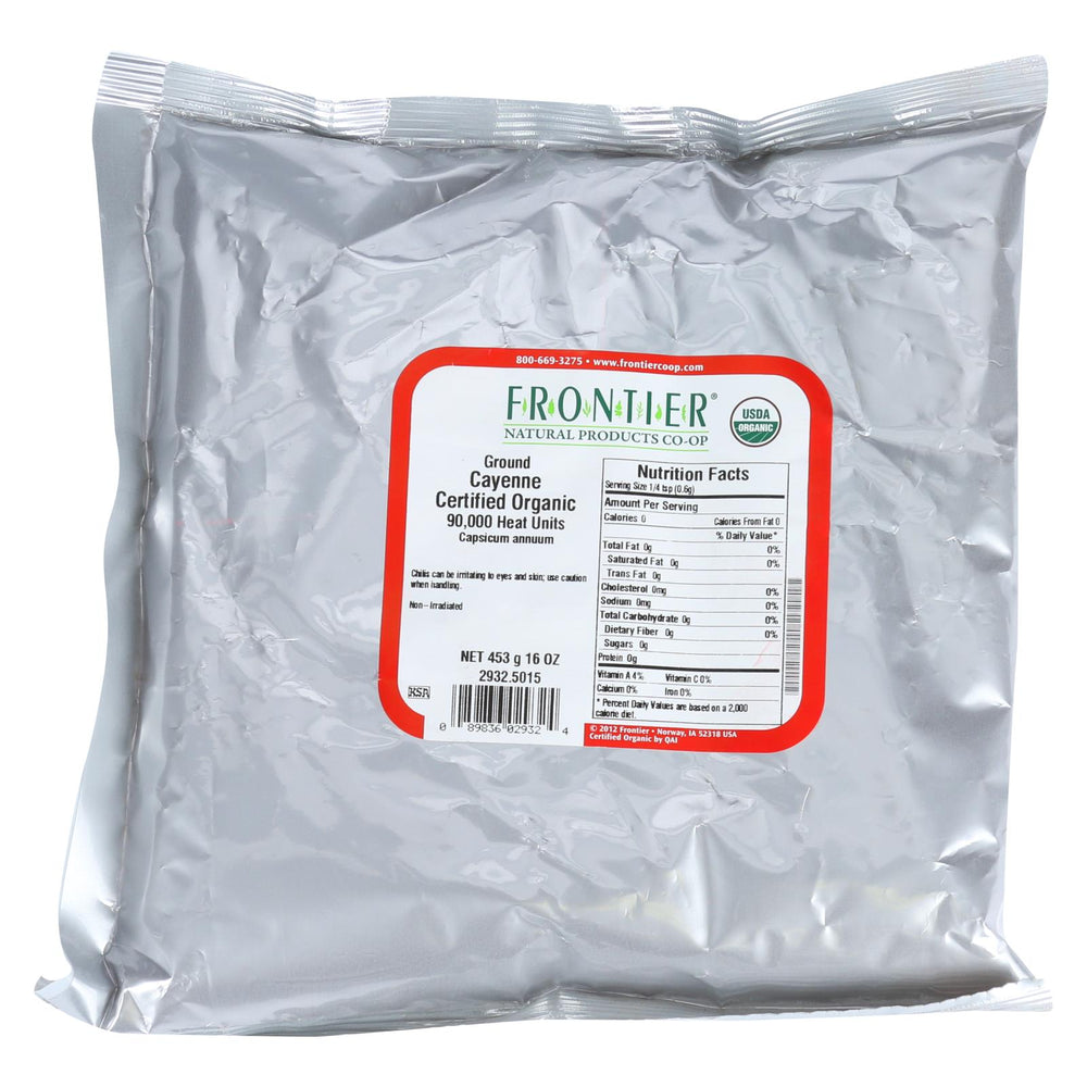Frontier Herb Chili Pepper - Organic - Cayenne - Ground - 75000 Hu - Bulk - 1 Lb