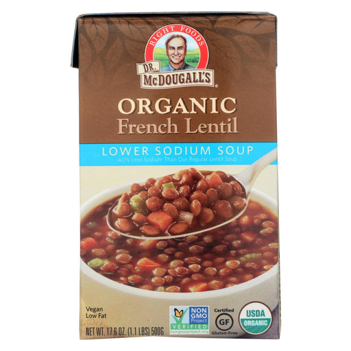 Dr. Mcdougall's Organic French Lentil Lower Sodium Soup - Case Of 6 - 17.6 Oz.
