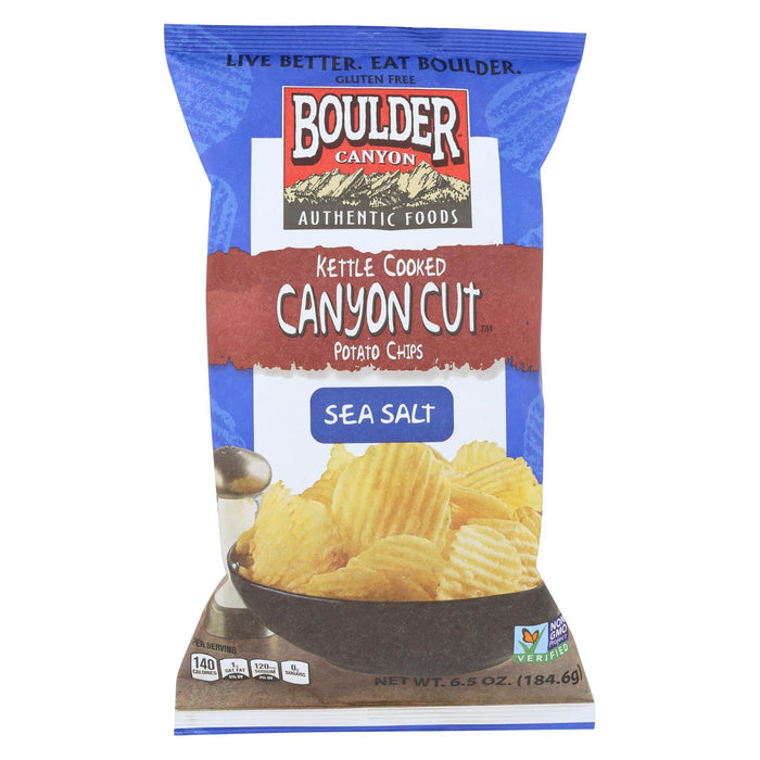 Boulder Canyon Natural Foods Kettle Cooked Canyon Cut Potato Chips -natural - Case Of 12 - 6.5 Oz
