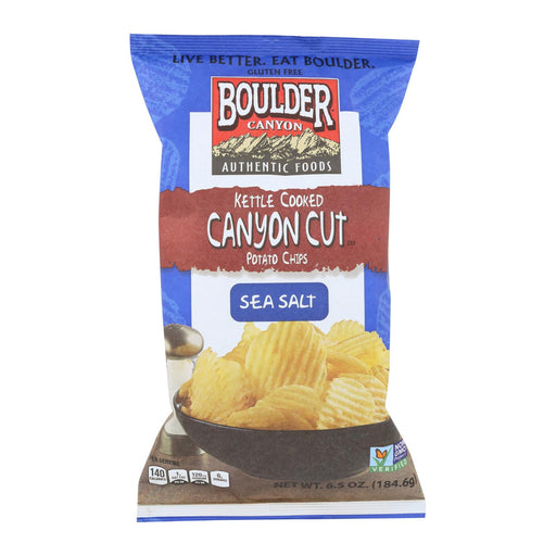 Boulder Canyon Natural Foods Kettle Cooked Canyon Cut Potato Chips -natural - Case Of 12 - 6.5 Oz
