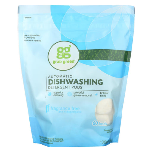 Grab Green Automatic Dishwasher - Fragrance Free - Case Of 4 - 60 Count