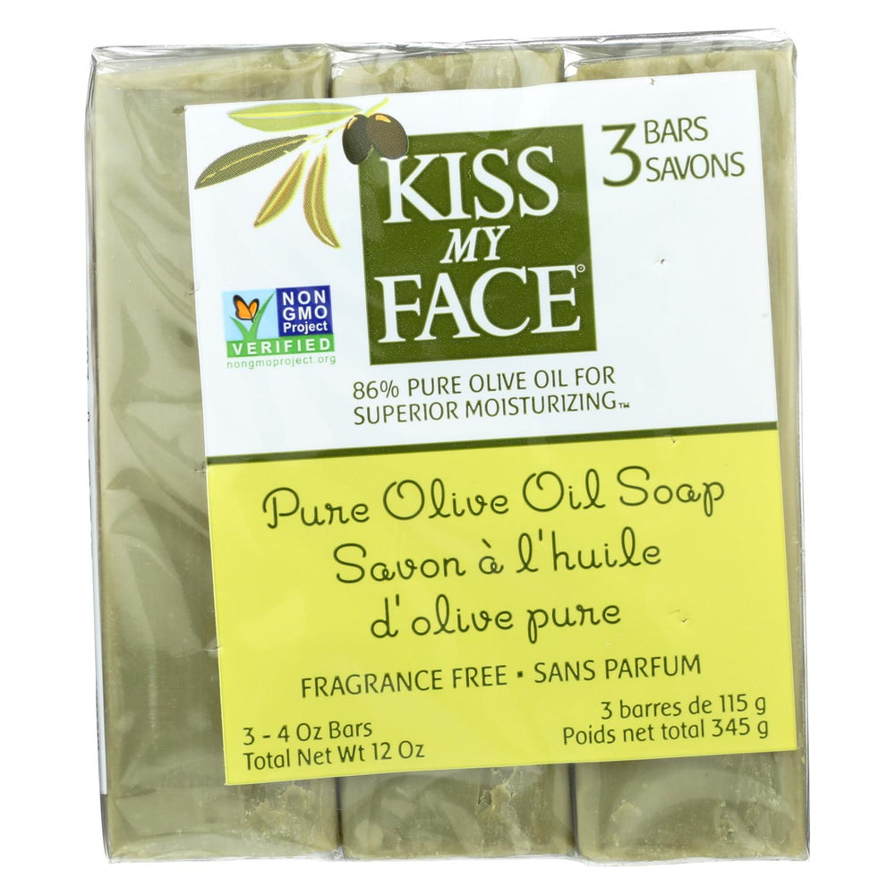 Kiss My Face Pure Olive Oil Moisturizing Soap - Pack Of 3 - 4 Oz