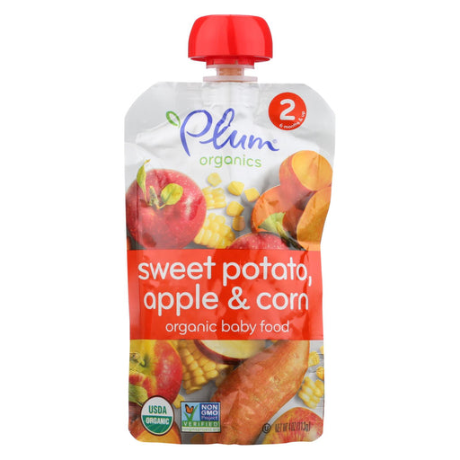 Plum Organics Baby Food - Organic -sweet Potato Corn And Apple - Stage 2 - 6 Months And Up - 3.5 .oz - Case Of 6