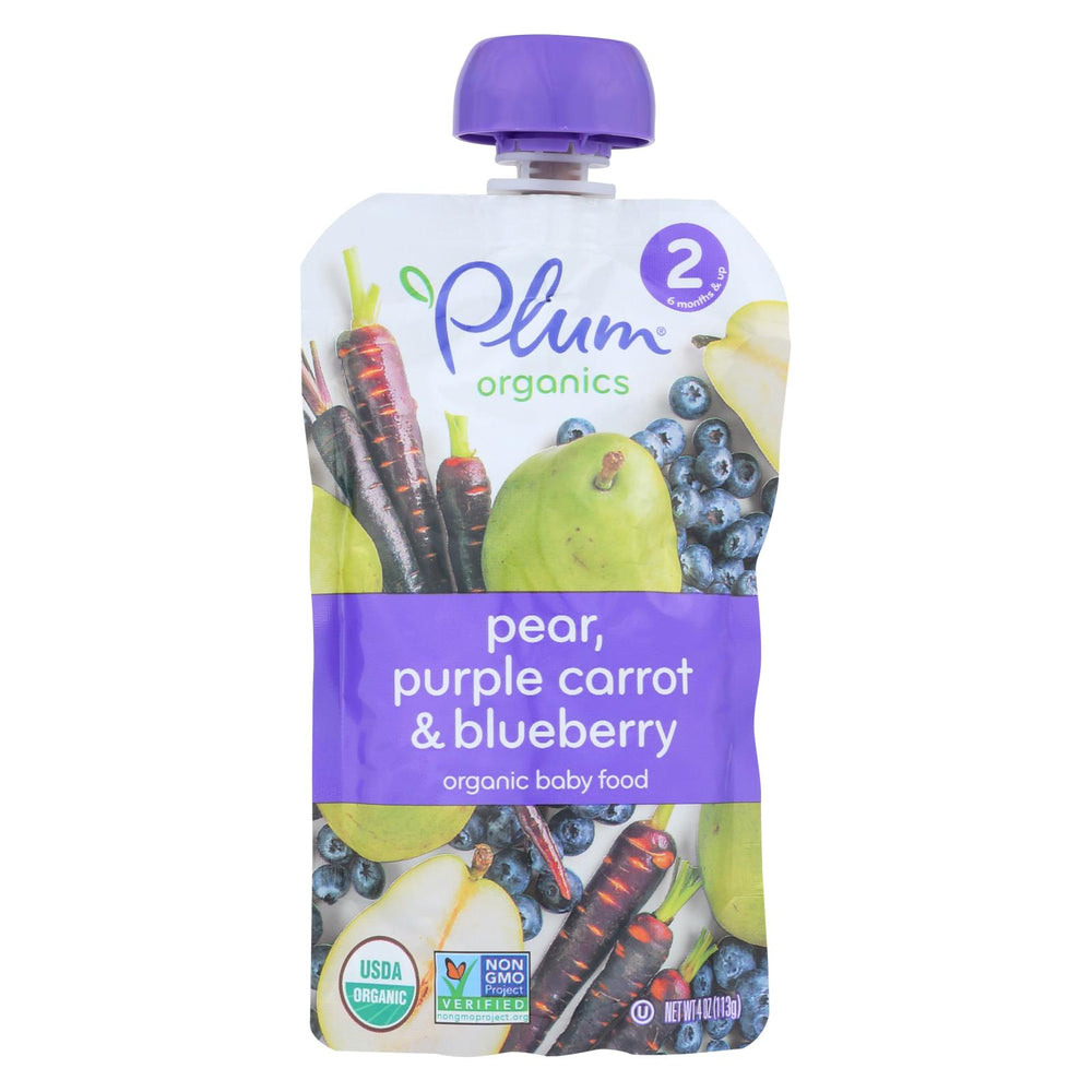 Plum Organics Baby Food - Organic - Blueberry Pear And Purple Carrots - Stage 2 - 6 Months And Up - 3.5 .oz - Case Of 6