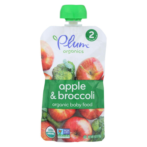 Plum Organics Baby Food - Organic - Broccoli And Apple - Stage 2 - 6 Months And Up - 4 Oz - Case Of 6