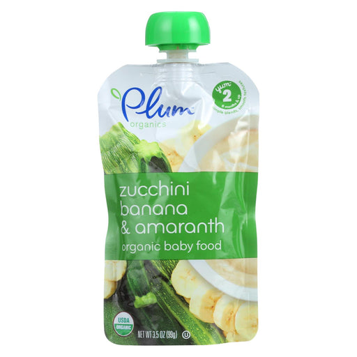 Plum Organics Baby Food - Organic - Zucchini Banana And Amaranth - Stage 2 - 6 Months And Up - 3.5 Oz - Case Of 6
