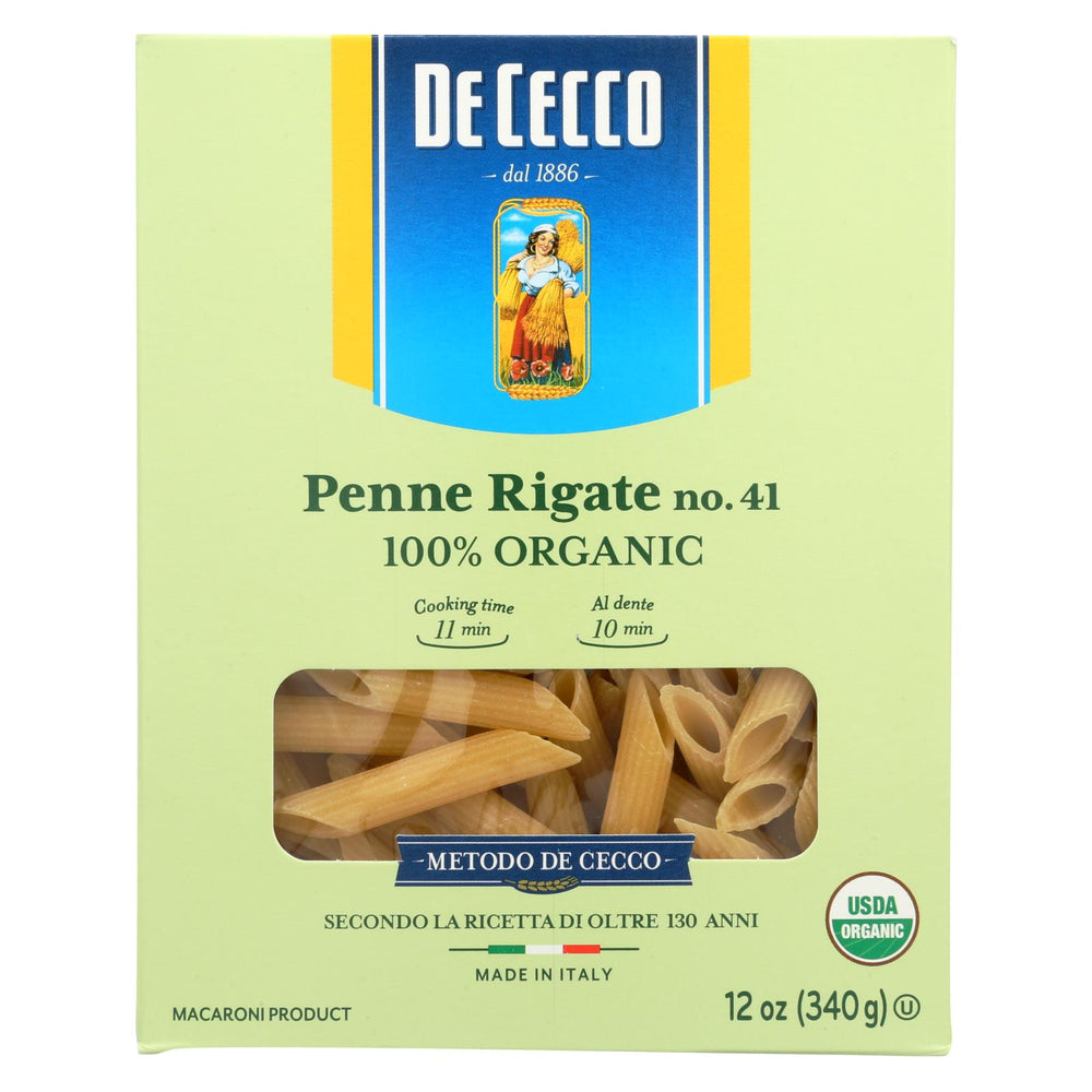 De Cecco Pasta Pasta - Organic - Penne Rigate - Case Of 12 - 12 Oz