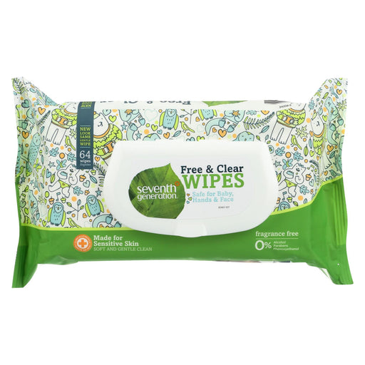 Seventh Generation Baby Wipes - Free And Clear - 64 Ct - Case Of 12