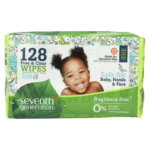 Seventh Generation Baby Wipes - Free And Clear Refill - 128 Ct - Case Of 6