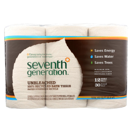 Seventh Generation Recycled Bath Tissue - Unbleached - Case Of 4 - 400 Count