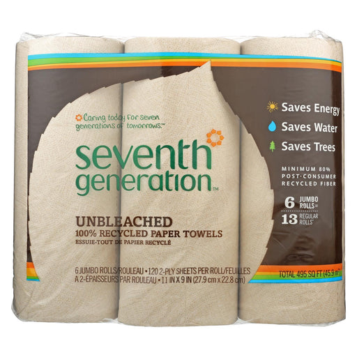 Seventh Generation Recycled Paper Towels - Unbleached - Case Of 4 - 120 Count