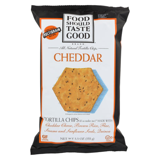 Food Should Taste Good Cheddar Tortilla Chips - Cheddar - Case Of 12 - 5.5 Oz.