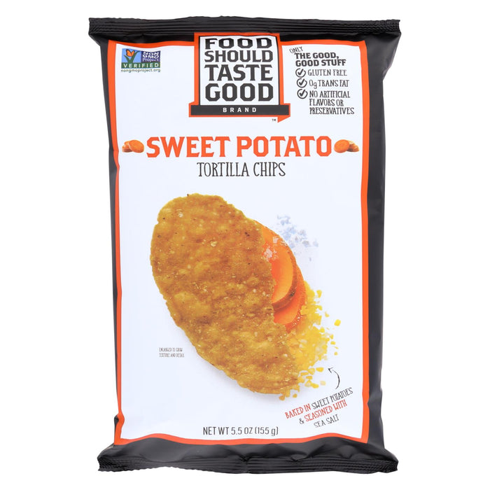 Food Should Taste Good Sweet Potato Tortilla Chips - Sweet Potato - Case Of 12 - 5.5 Oz.