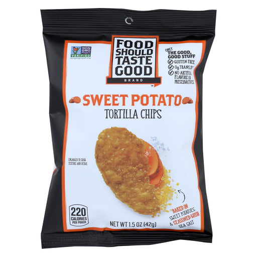 Food Should Taste Good Sweet Potato Tortilla Chips - Sweet Potato - Case Of 24 - 1.5 Oz.