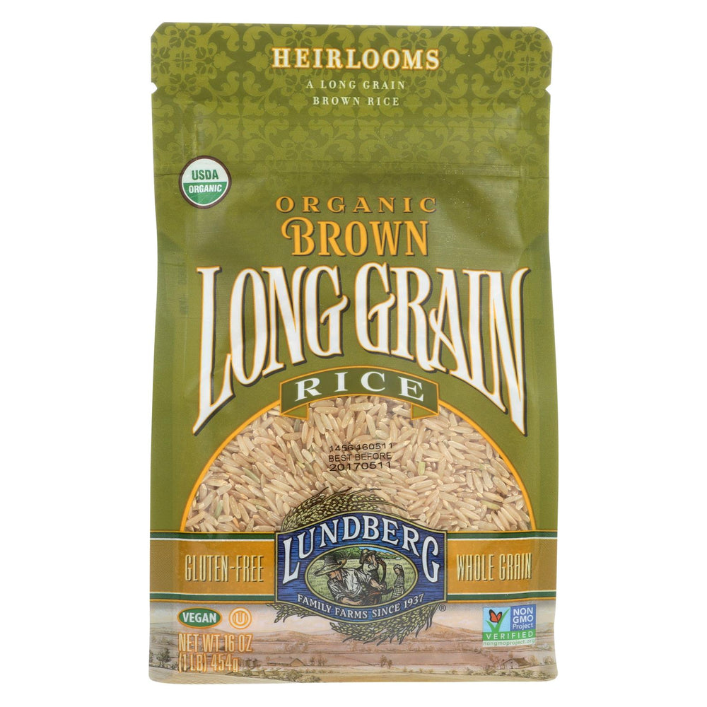 Lundberg Family Farms Organic Long Grain Brown Rice - Case Of 6 - 1 Lb.