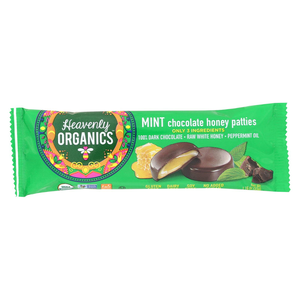 Heavenly Organics Honey Patties - Chocolate Mint - 1.2 Oz - Case Of 16