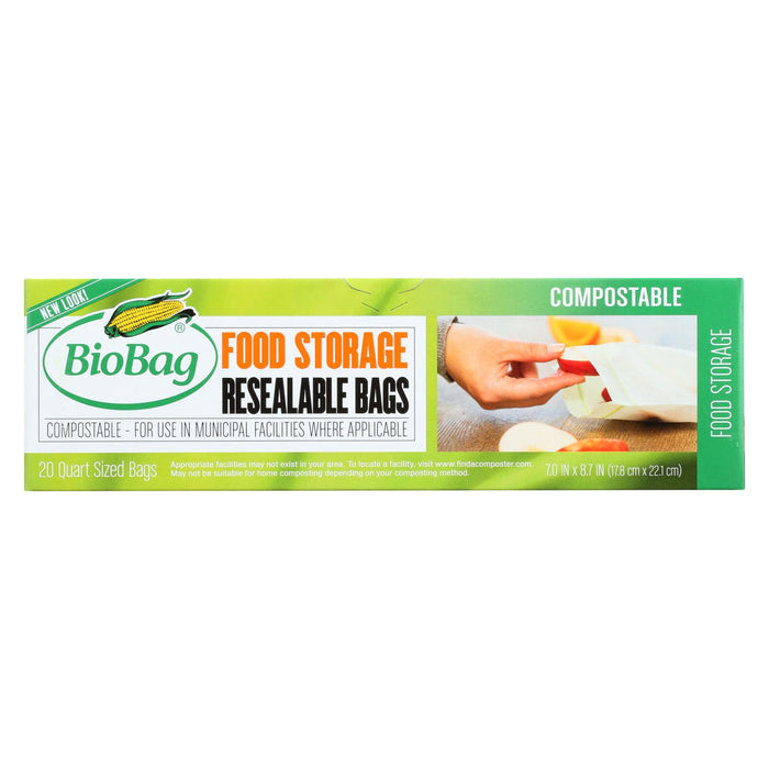 Biobag Resealable Food Storage Bags - Case Of 12 - 20 Count