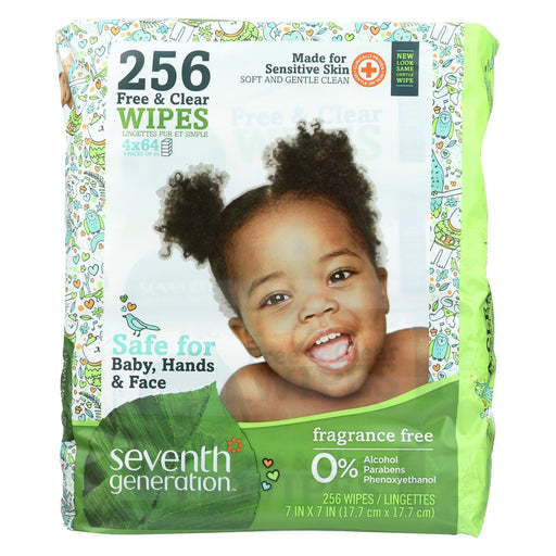 Seventh Generation Free And Clear Baby Wipes - Refills - Case Of 3 - 256 Count