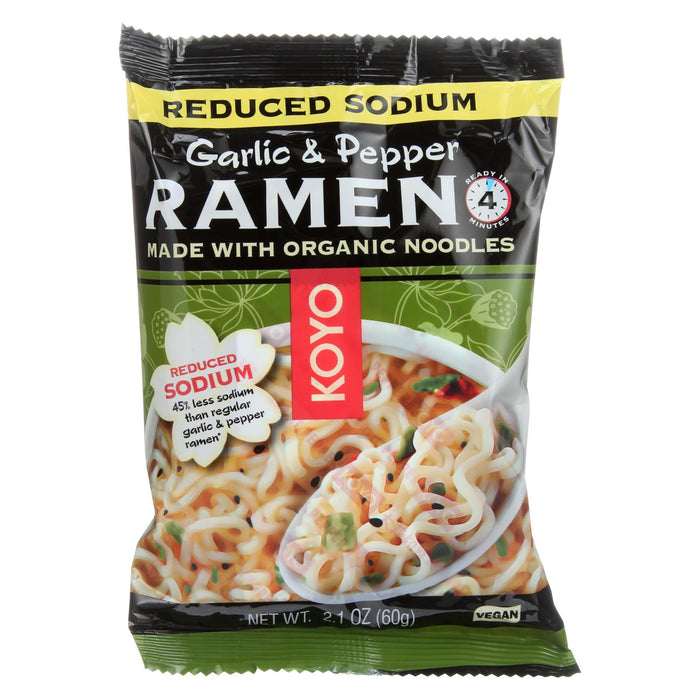 Koyo Ramen - Reduced Sodium Garlic Pepper - Case Of 12 - 2.1 Oz.