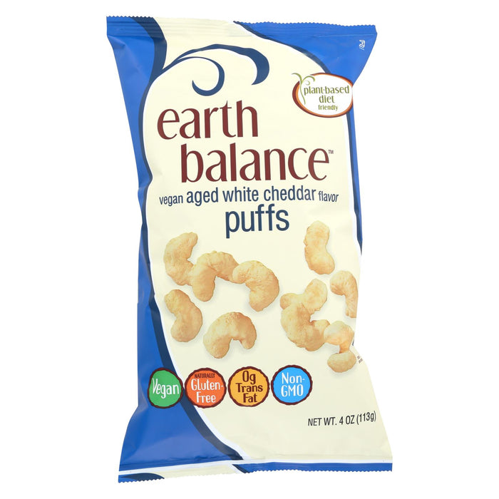 Earth Balance Vegan Puffs - Aged White Cheddar - Case Of 12 - 4 Oz.