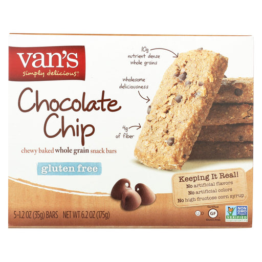 Van's Natural Foods Gluten Free Snack Bars - Chocolate Chip - Case Of 6 - 1.2 Oz.