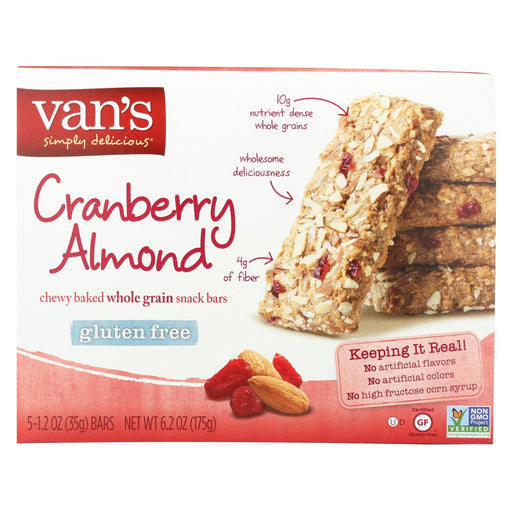 Van's Natural Foods Gluten Free Snack Bars - Cranberry Almond - Case Of 6 - 1.2 Oz.