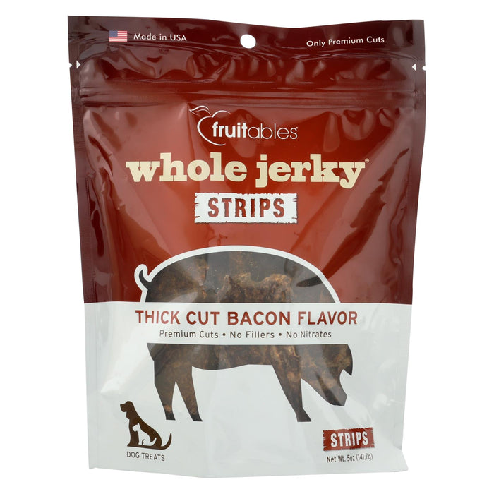 Fruitables Dog Treats - Whole Jerky - Bacon - Case Of 8 - 5 Oz