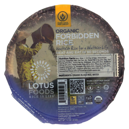 Lotus Foods Heirloom Forbidden Rice - Case Of 6 - 7.4 Oz.