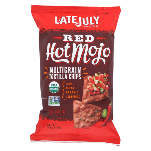 Late July Snacks Organic Multigrain Snack Chips - Red Hot Mojo - Case Of 12 - 5.5 Oz.