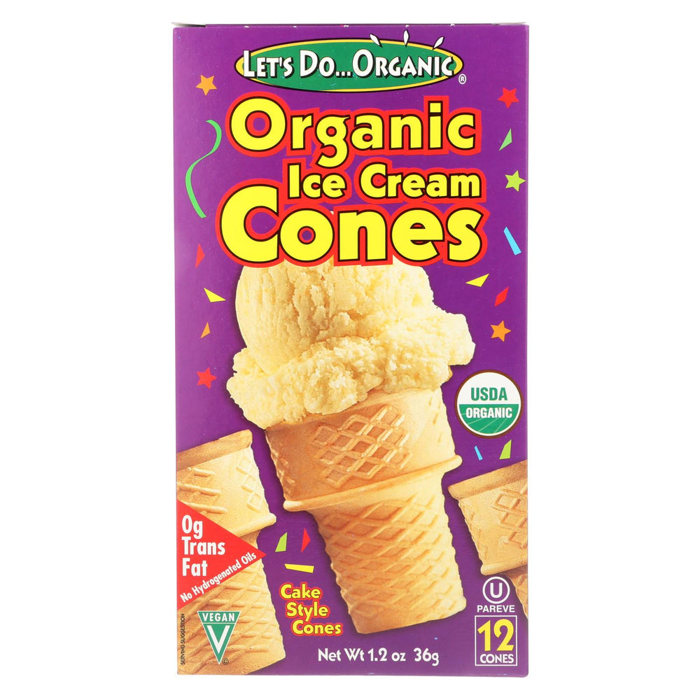 Let's Do Organics Ice Cream Cones - Organic - Case Of 12 - 1.2 Oz.