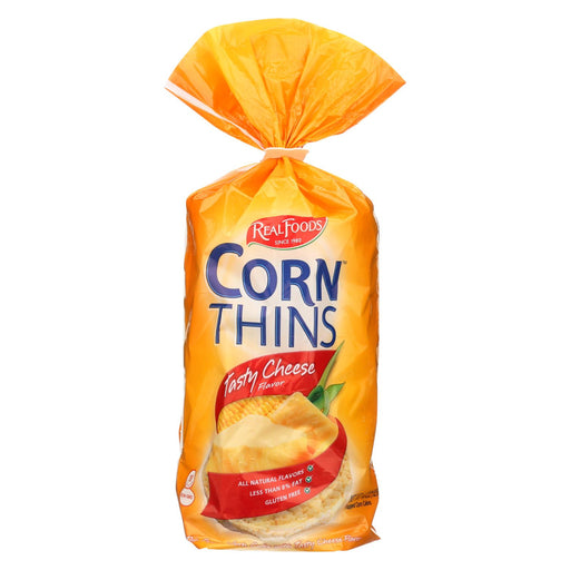 Real Foods Corn Thins - Tasty Cheese - Case Of 6 - 4.4 Oz.