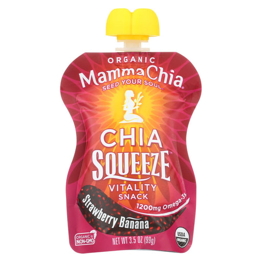 Mamma Chia Squeeze Vitality Snack - Strawberry Banana - Case Of 16 - 3.5 Oz.