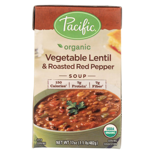 Pacific Natural Foods Soup - Vegetable Lentil And Roasted Red Pepper - Case Of 12 - 17 Oz.