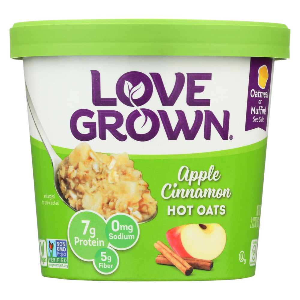 Love Grown Foods Hot Oats - Apple And Cinnamon - Case Of 8 - 2.22 Oz.