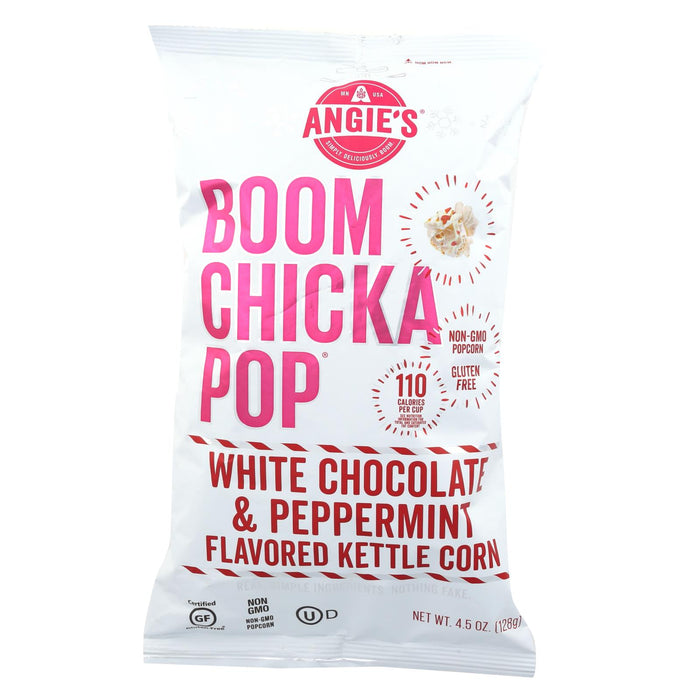 Angie's Kettle Corn  White Chocolate And Peppermint - Case Of 12 - 4.5 Oz