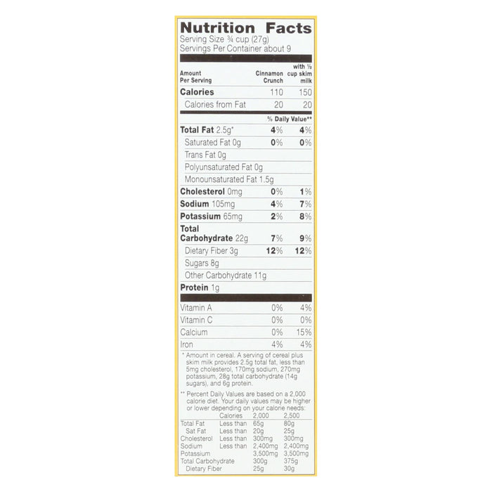 Cascadian Farm Organic Cereal - Cinnamon Crunch - Case Of 10 - 9.2 Oz