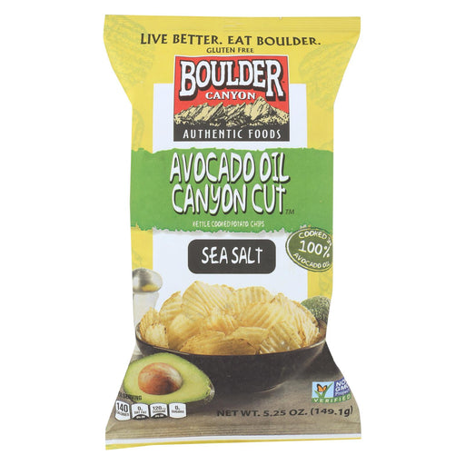 Boulder Canyon Natural Foods Avocado Oil Canyon Cut Potato Chips - Sea Salt - Case Of 12 - 5.25 Oz.