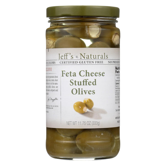 Jeff's Natural Jeff's Natural Feta Cheese Stuffed Olives - Cheese Stuffed - Case Of 6 - 11.75 Oz.