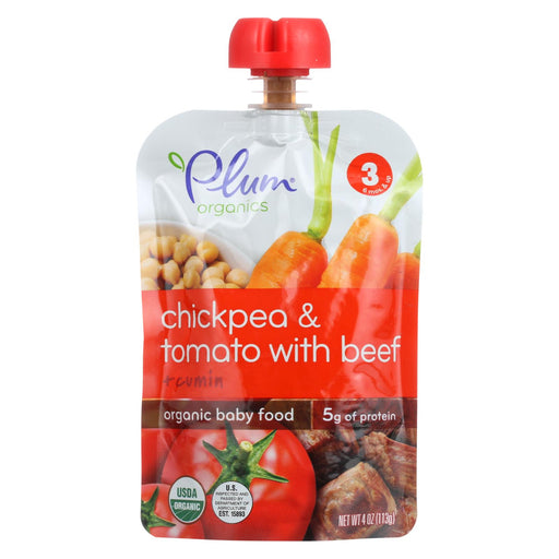 Plum Organics Stage 3 Meals Baby Food - Chickpea And Tomato With Beef + Cumin - Case Of 6 - 4 Oz.