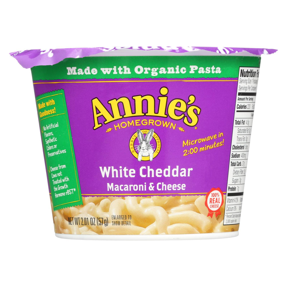 Annie's Homegrown White Cheddar Microwavable Macaroni And Cheese Cup - Case Of 12 - 2.01 Oz.