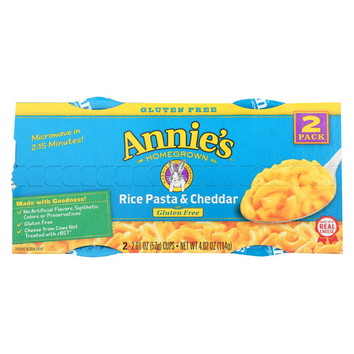 Annie's Homegrown Gluten Free Rice Pasta And Cheddar Microwavable Macaroni And Cheese Cup - Case Of 6 - 4.02 Oz.