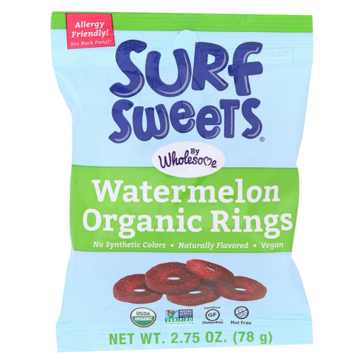 Surf Sweets Organic Rings - Watermelon - 2.75 Oz - Case Of 12