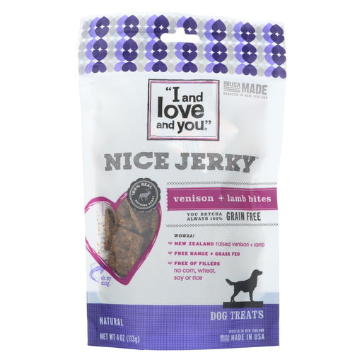 I And Love And You Dog Treats - Nice Jerky - Venison And Lamb Bites - 4 Oz - Case Of 6